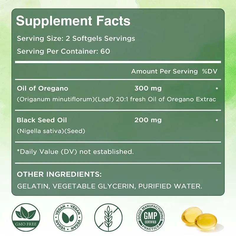 Oregano Oil Capsules - Balance - Black Seed Oil Capsule recension och pris