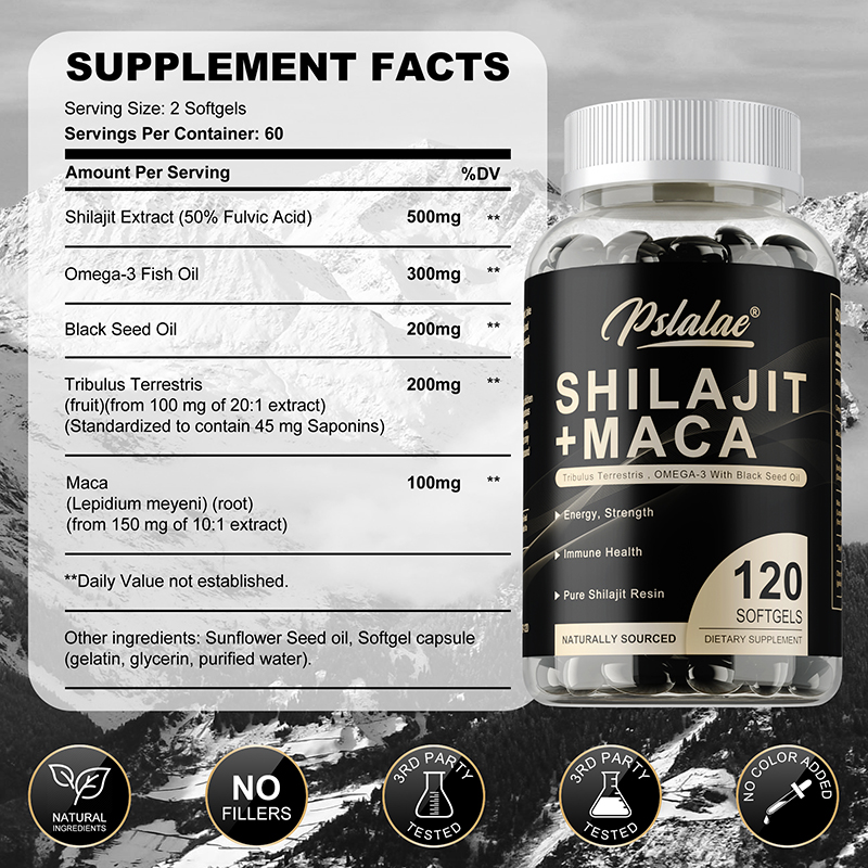 Shilajit + Maca - Boosts Energ - Black Seed Oil Capsule recension och pris